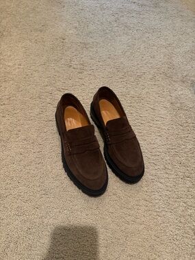 Chocolate Brown Suede Penny Loafers